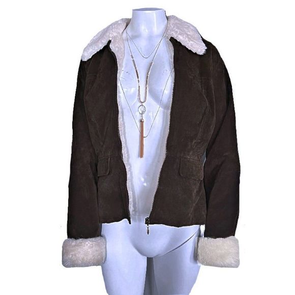 Vintage BB DAKOTA Pret a Porter Distressed Suede Shearling Jacket Coat Size M - Picture 3 of 10